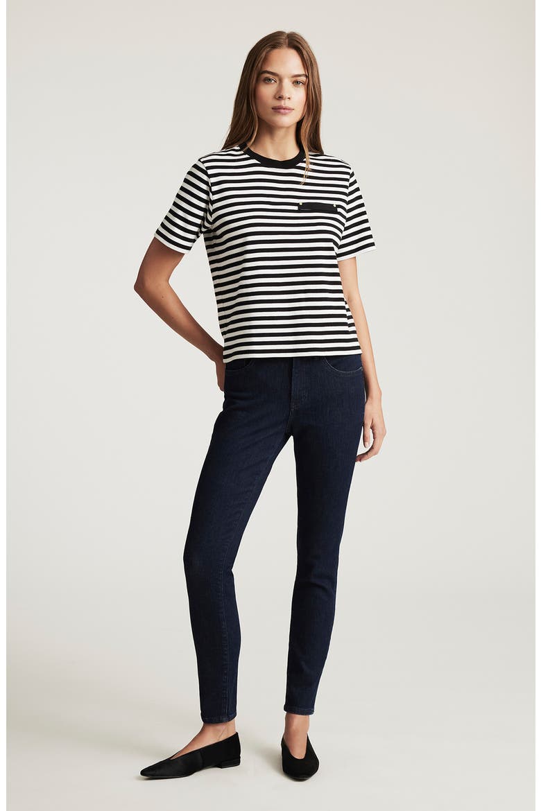 Stripe Short Sleeve Pocket T-Shirt, Alternate, color, BLACK WHITE STRIPE