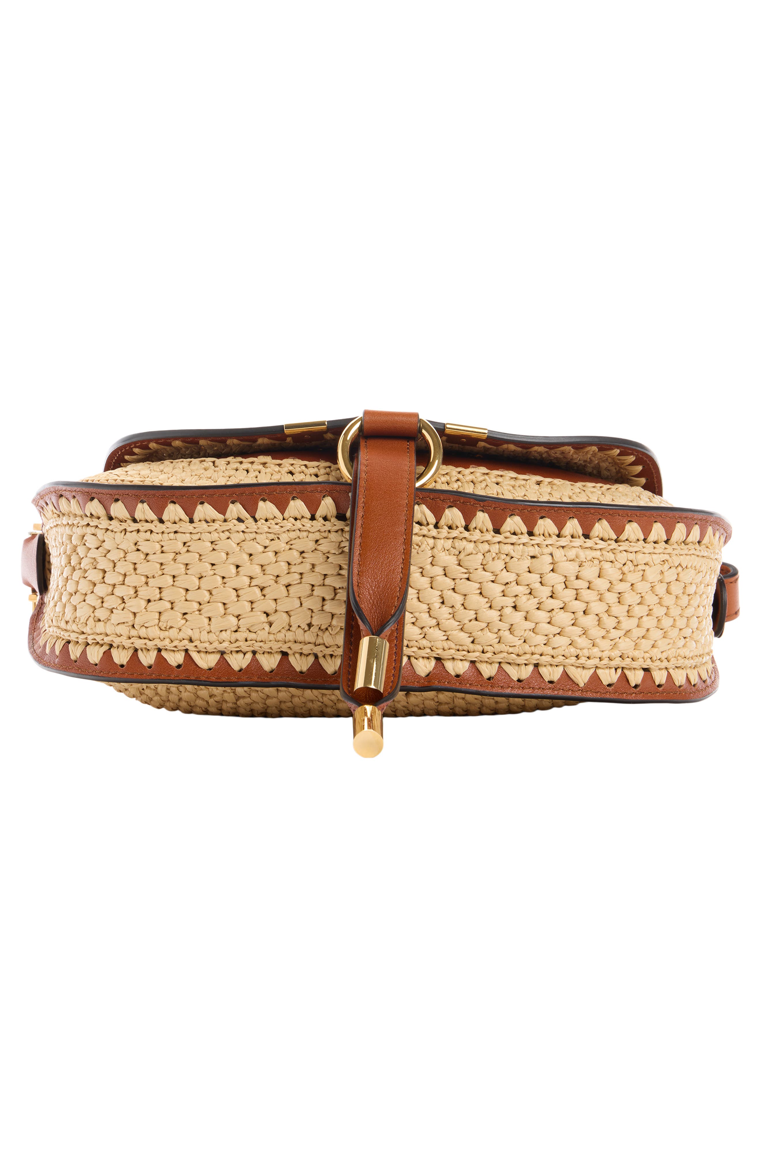 Chloé Mini Marcie Raffia Effect Shoulder Bag, Alternate, color, Clay Brown