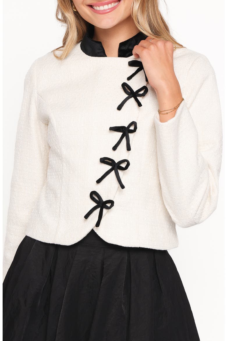 Jorah Bow Detail Crop Jacket, Main, color, CREAM