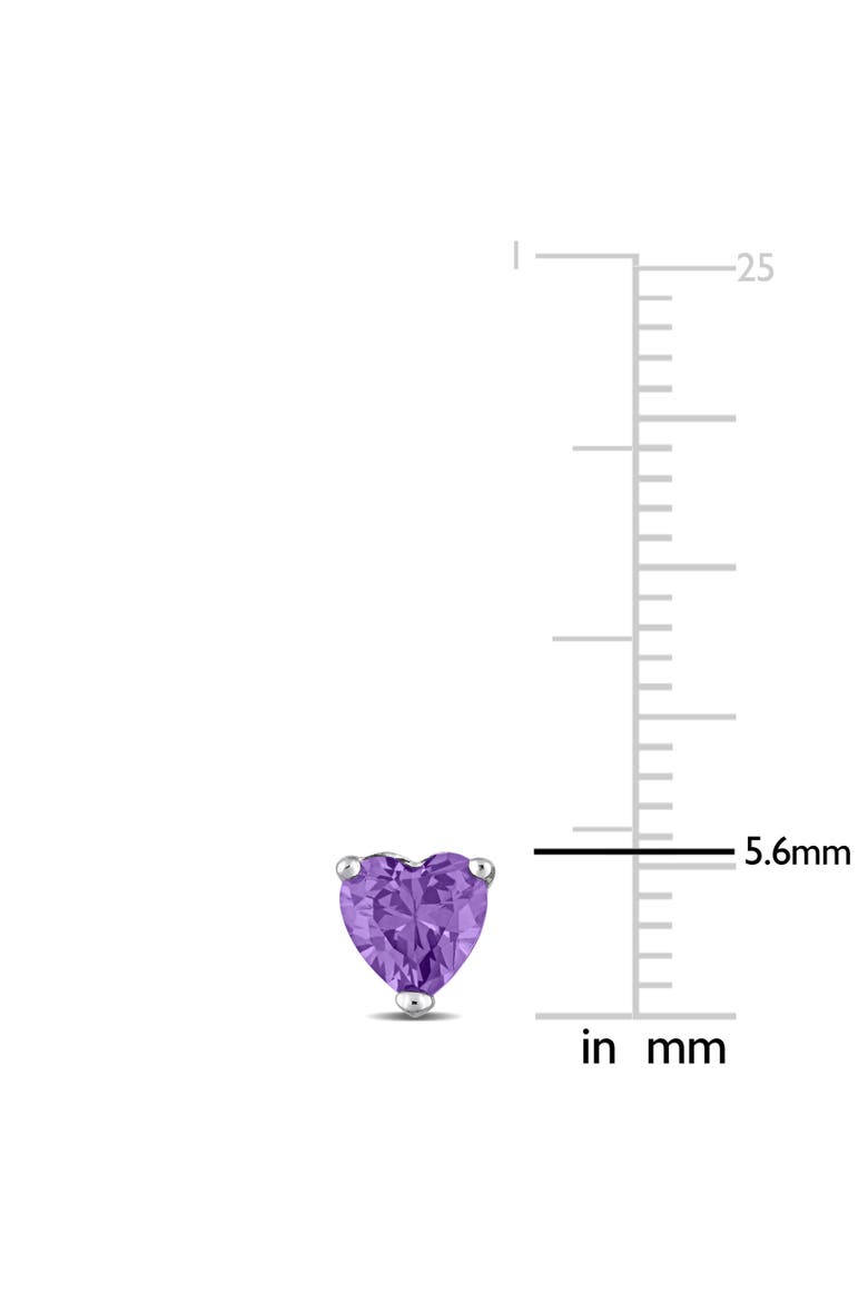 Color Zirconia Heart Stud Earrings, Alternate, color, Purple CZ