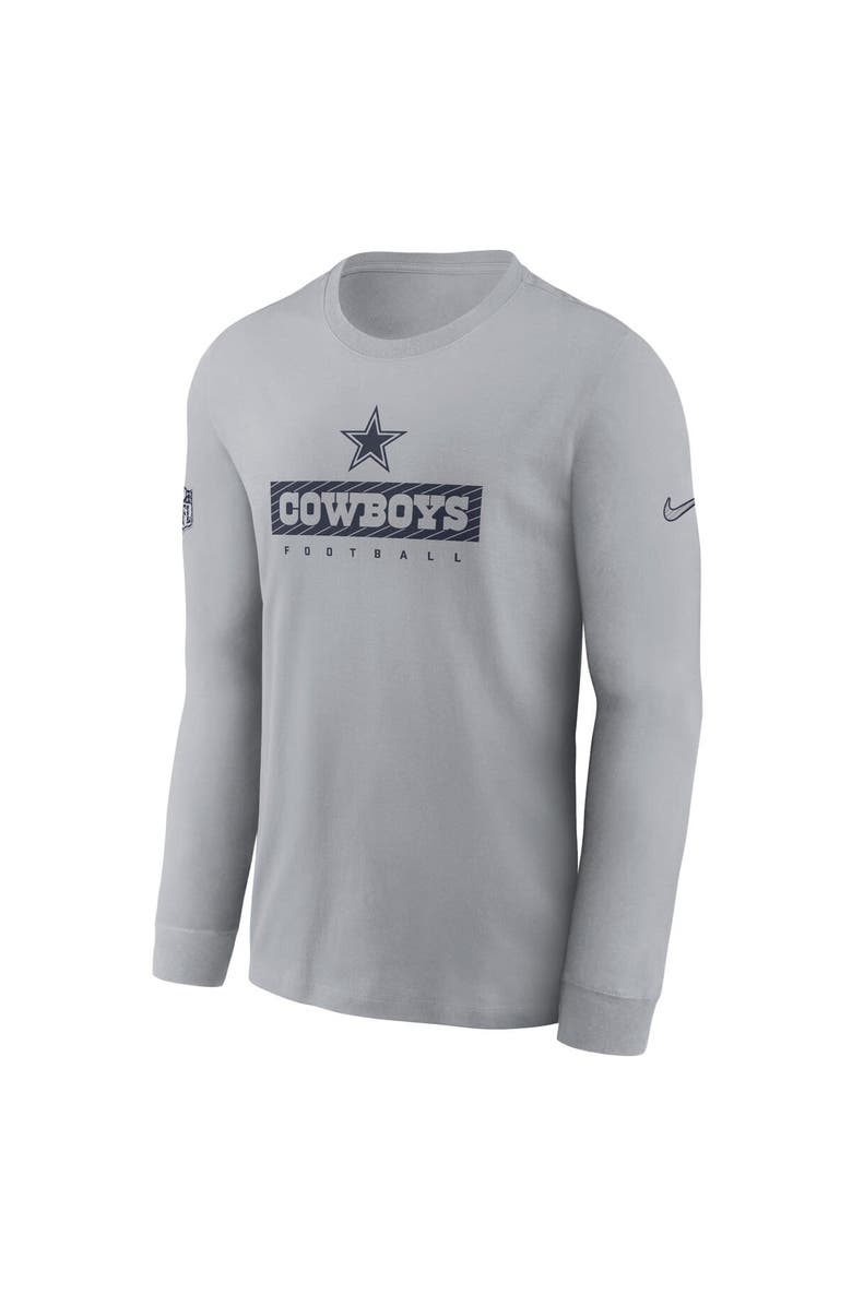 Nike Men's Nike Gray Dallas Cowboys Sideline Performance Long Sleeve T-Shirt, Alternate, color, Gray