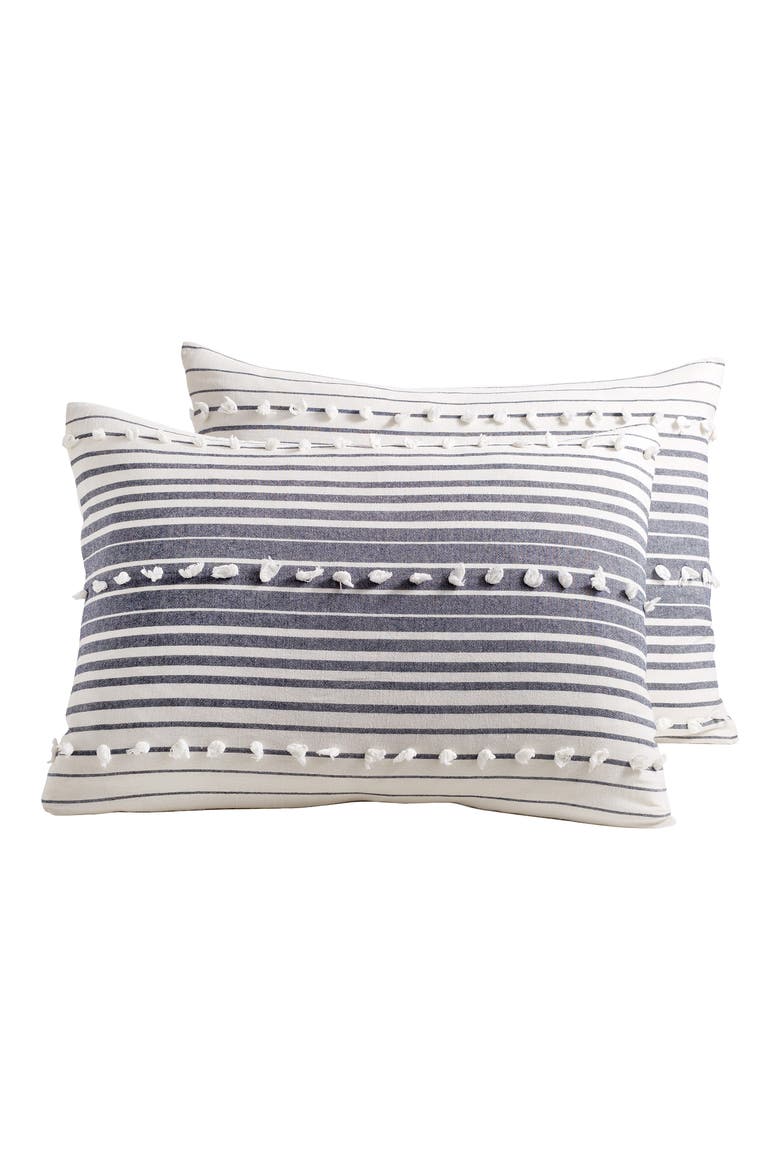 Stripe Tufted Comforter & Shams Set, Alternate, color, GREY/INDIGO