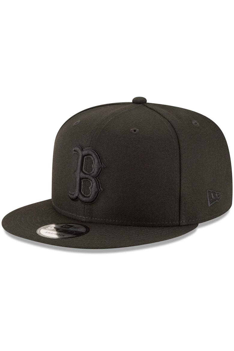 Boston Red Sox New Era Black on Black 9FIFTY Team Snapback Adjustable Hat - Black, Main, color, Black