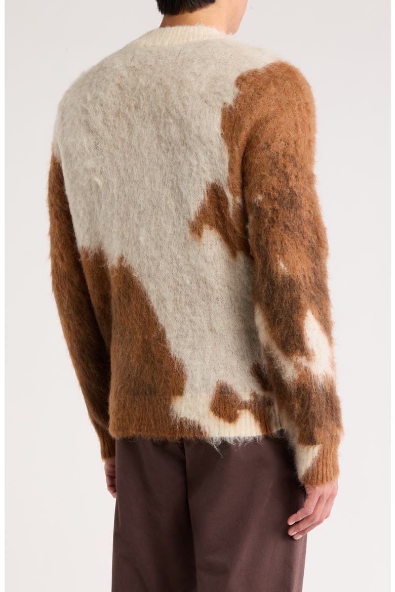 Horse Intarsia V-Neck Cardigan, Alternate, color, BROWN