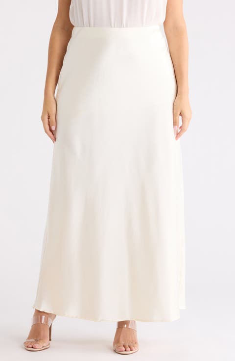 Satin A-Line Skirt (Plus)