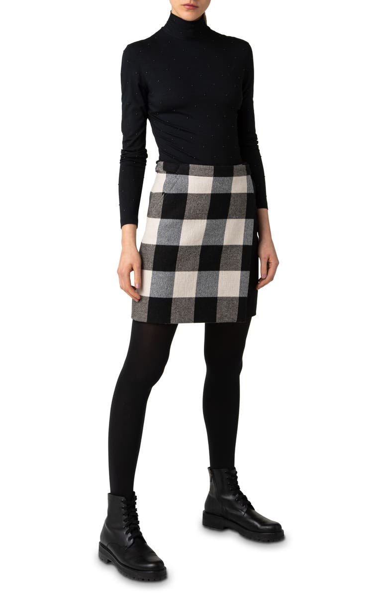Akris punto Buffalo Check Wrap Miniskirt, Alternate, color,