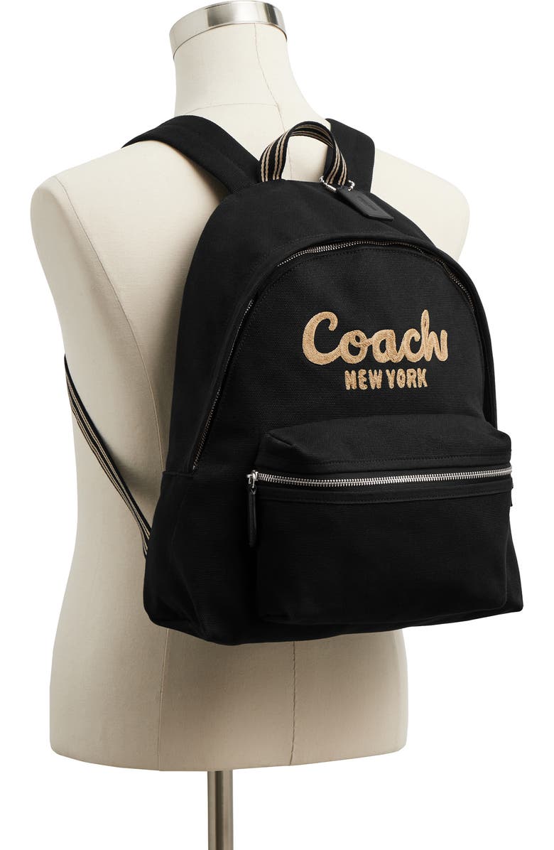 COACH Canvas Cargo Backpack, Alternate, color, Black