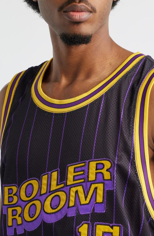 Boiler Room Graphic Mesh Basketball Jersey In Purple