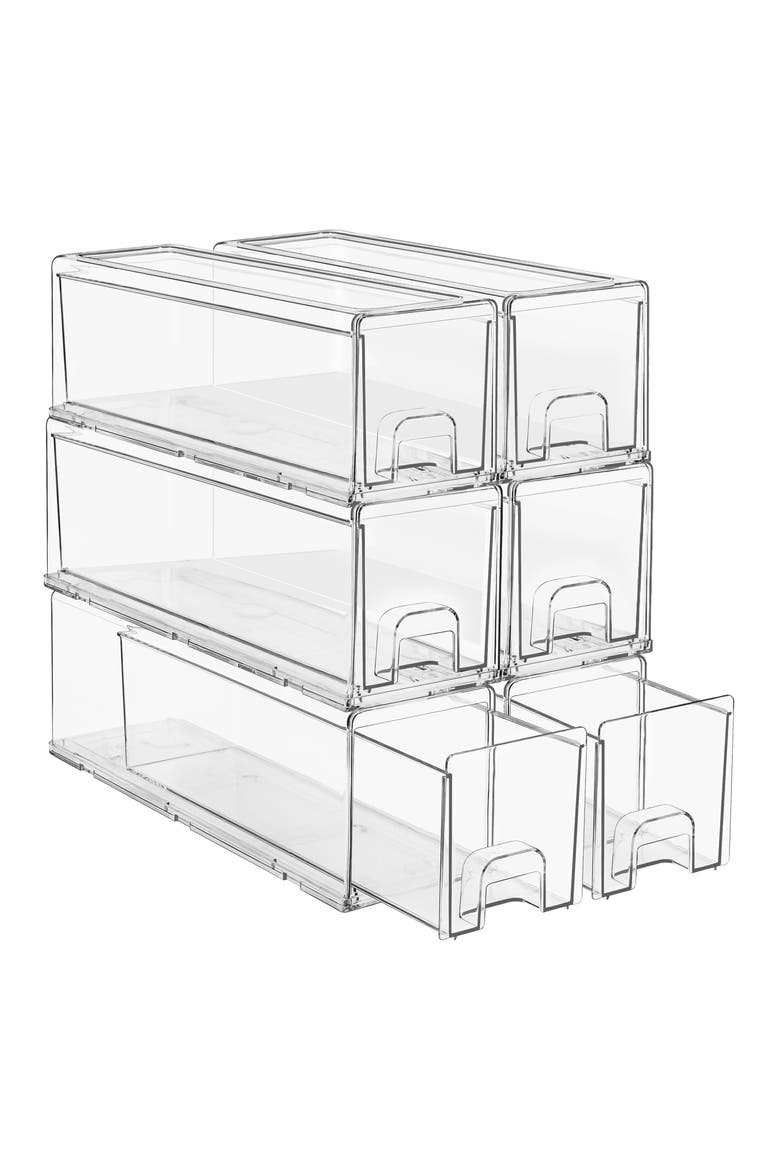 Set of 6 Pull-Out Fridge Storage Drawers, Main, color, NO COLOR