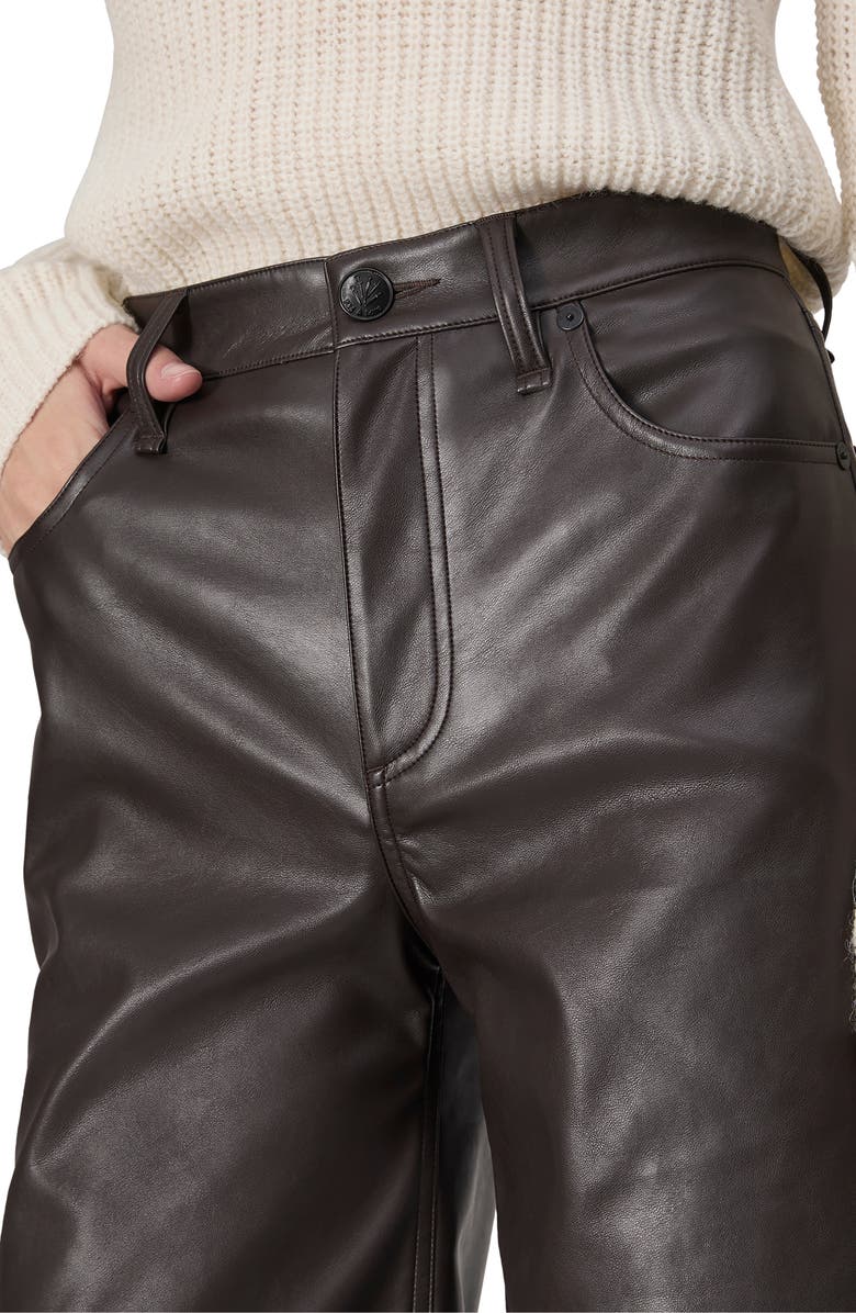 rag & bone Sofie High Waist Faux Leather Wide Leg Pants, Alternate, color, Dark Brown