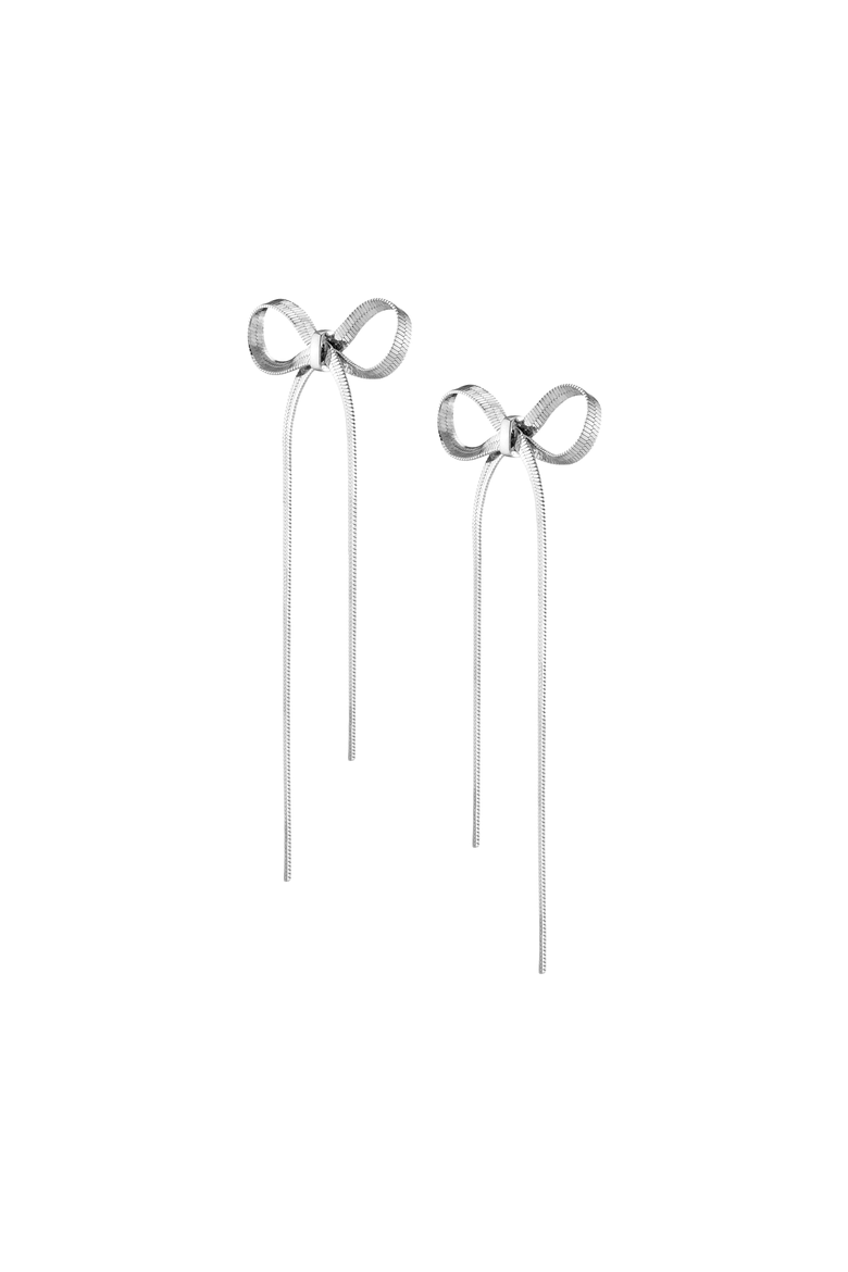Herringbone Bow Earrings, Alternate, color, White Vermeil