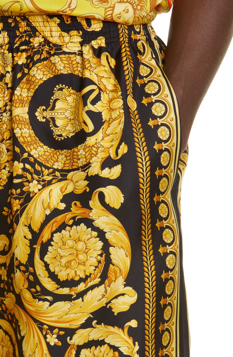 Versace Barocco Print Silk Shorts, Alternate, color, 