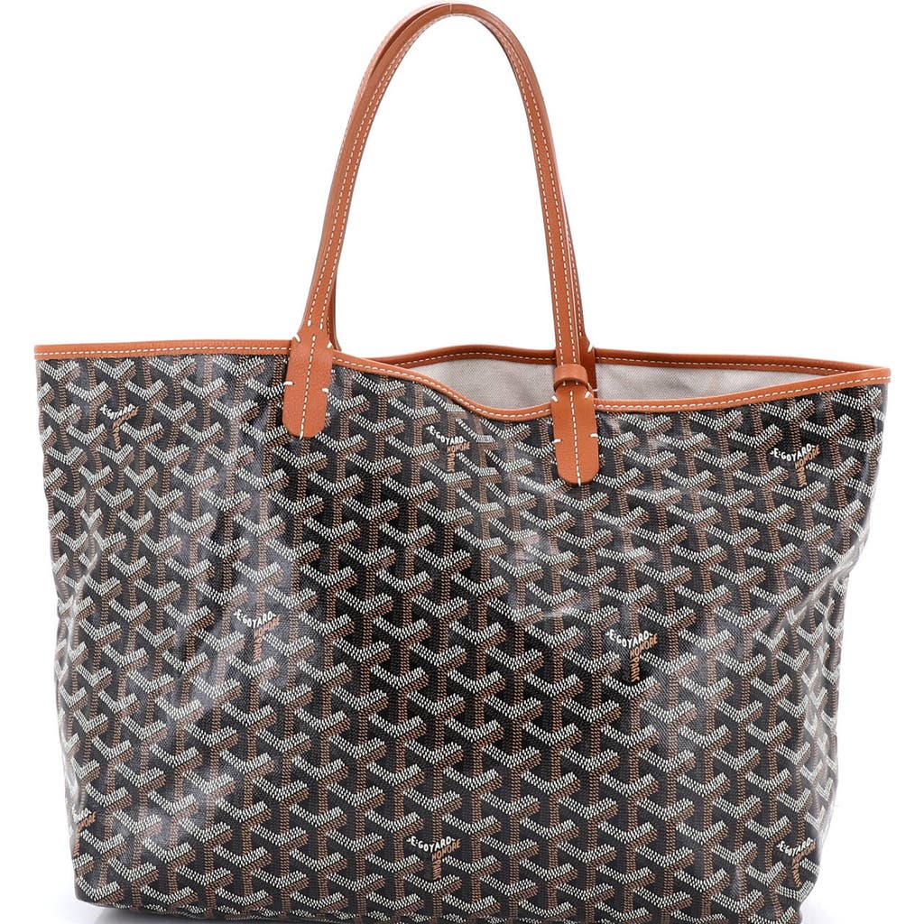 Pre-owned Goyard Goyard Saint Louis Tote Coated Canvas Pm In Black