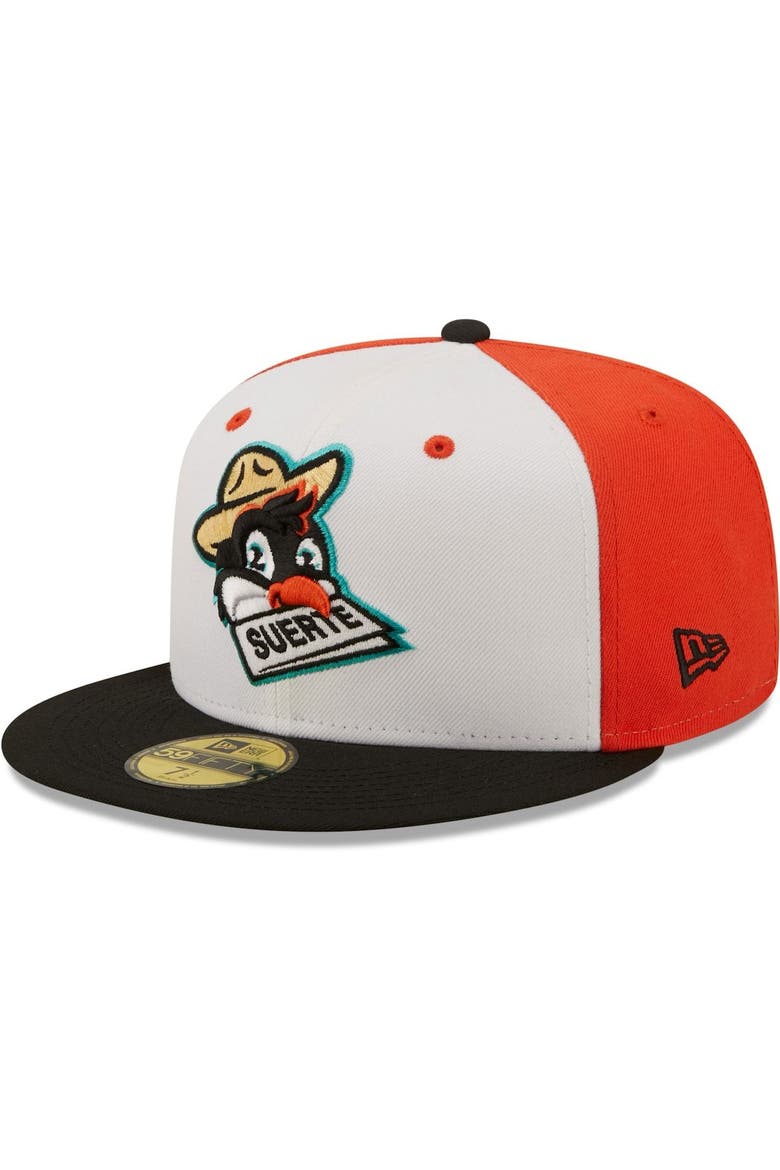 Men's New Era White/Black Pajaritos de Norfolk Copa De La Diversion 59FIFTY Fitted Hat, Main, color, White