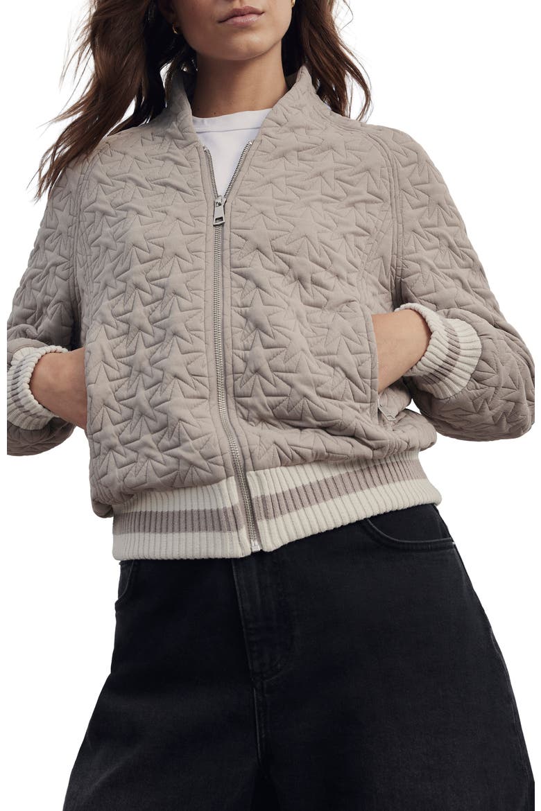 Star Quilt Bomber, Alternate, color, Grey