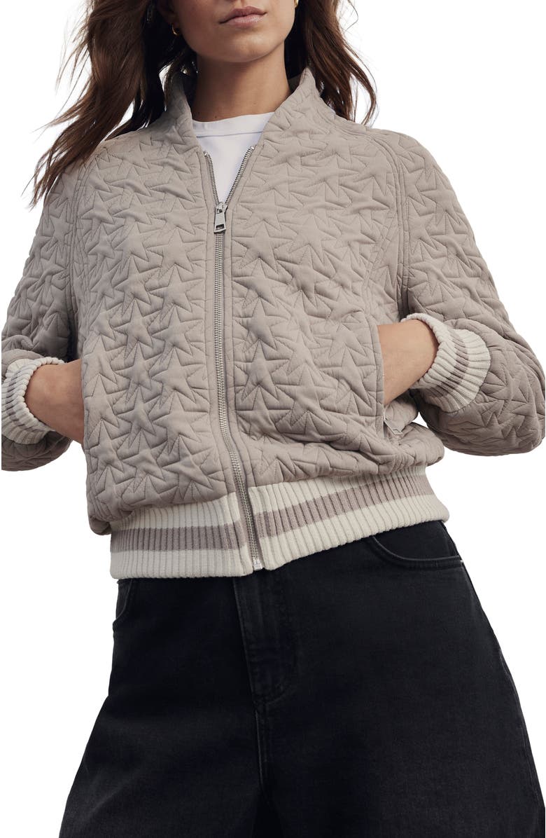 MINT VELVET Star Quilt Bomber, Alternate, color, Grey