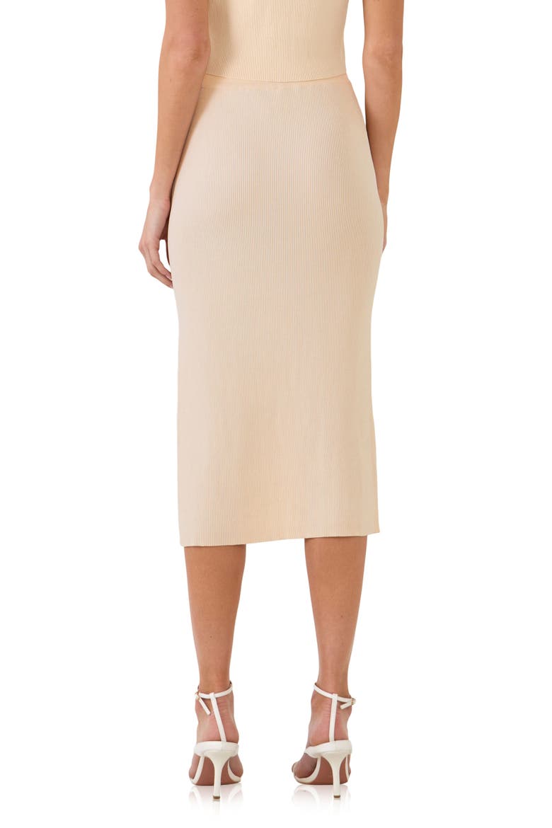 Rib Side Slit Midi Skirt, Alternate, color, IVORY