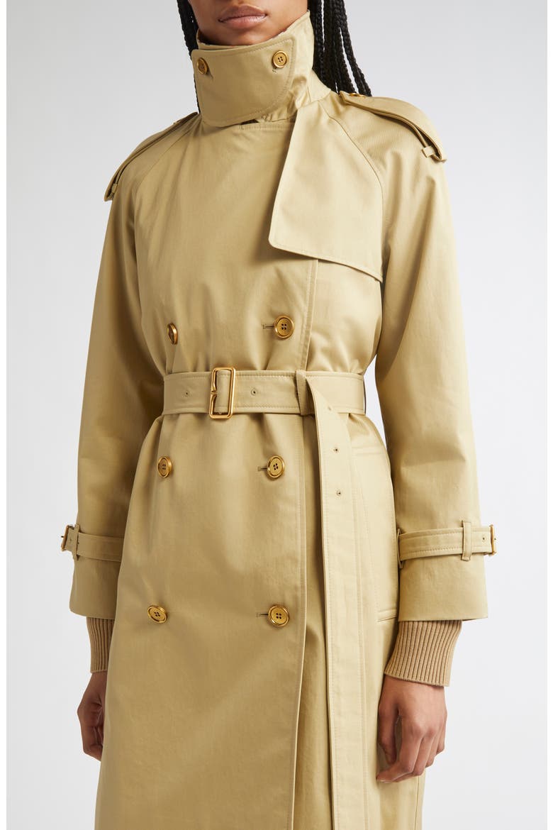 Castleford Check Collar Shower Resistant Cotton Gabardine Short Trench Coat, Alternate, color, HAMPER