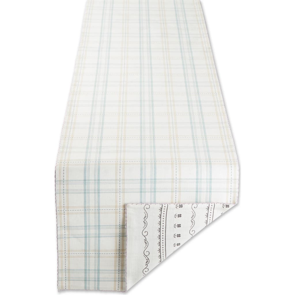 Design Imports Cottontail Garden Plaid Table Runner In White