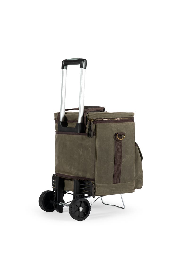 Weekender with Trolley - 6 Bottle Wine Bag, Alternate, color, Khaki Green with Brown Accents