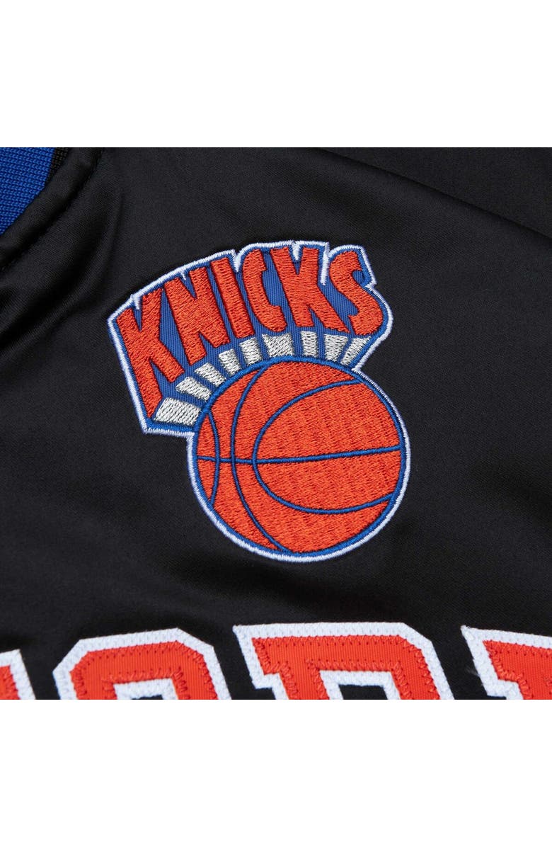 Mitchell & Ness Men's Mitchell & Ness Black New York Knicks Big & Tall Hardwood Classics Wordmark Satin Raglan Full-Zip Jacket, Alternate, color, 
