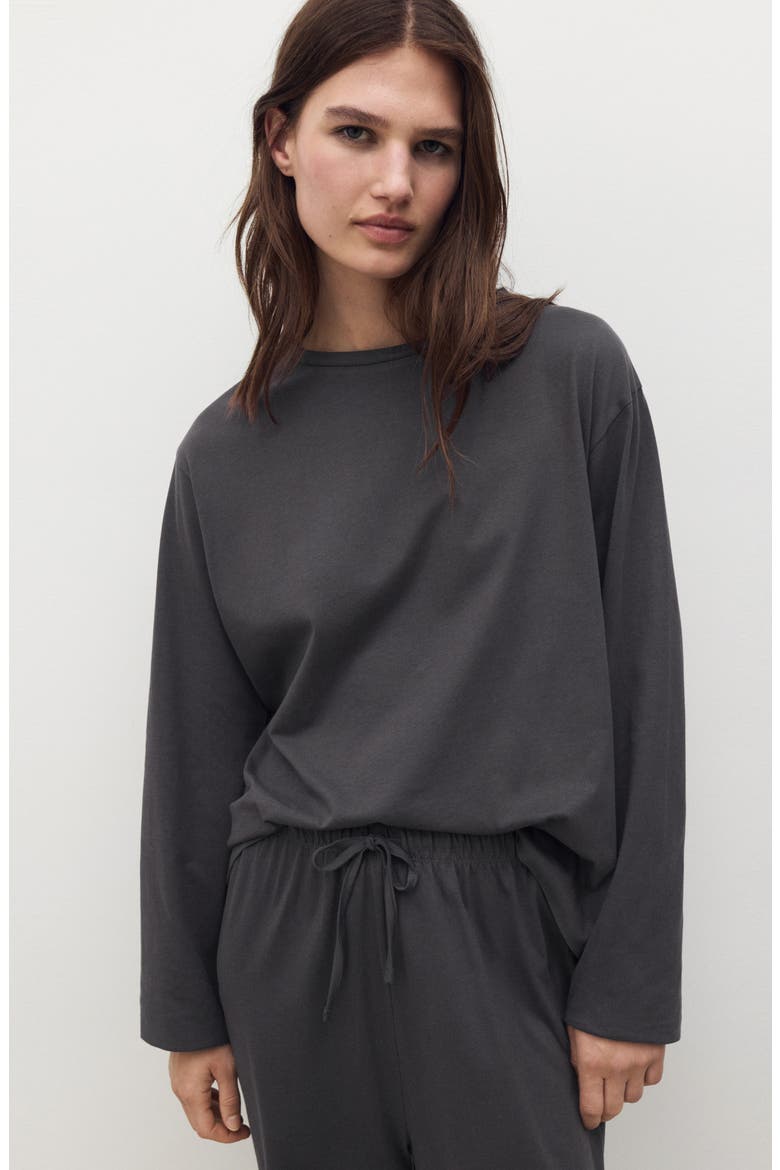 Plain Cotton Pajamas, Alternate, color, CHARCOAL