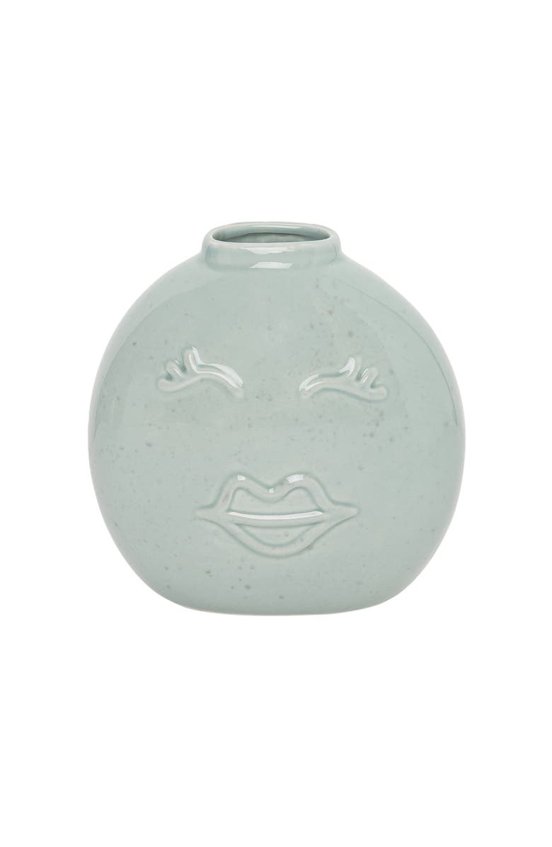 Totalee Gift Blue Face Flat Vase Ceramic Blue, Main, color,