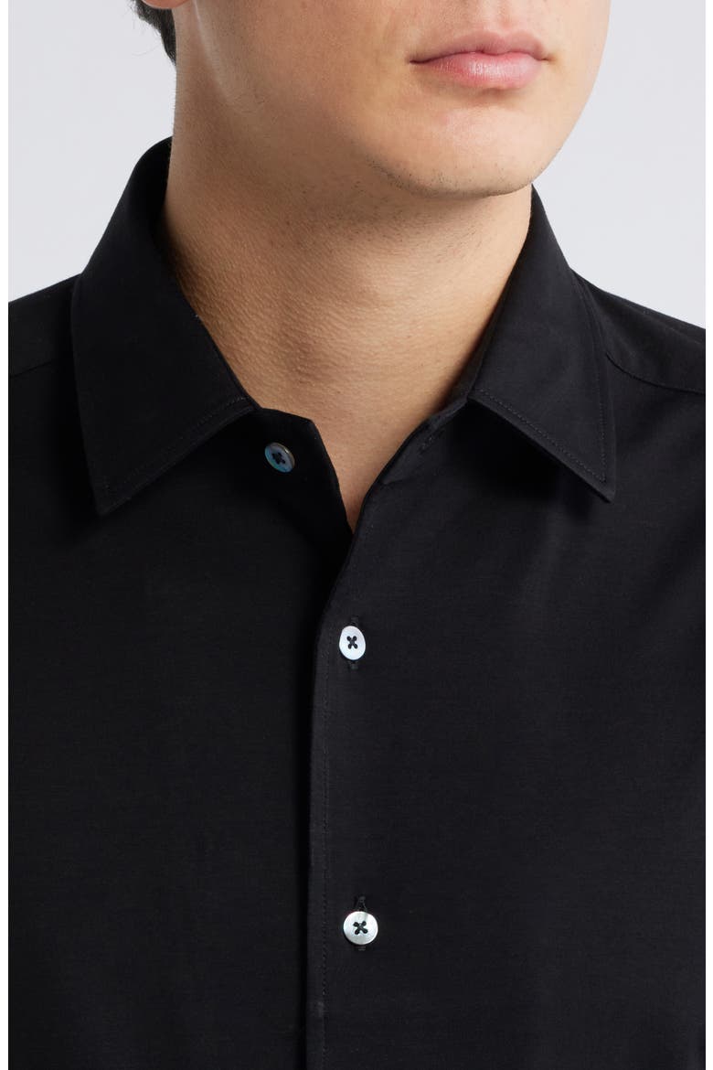 Lord Solid Knit Cotton Blend Dress Shirt, Alternate, color, BLACK