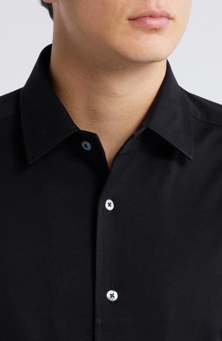 Zanella Lord Solid Knit Cotton Blend Dress Shirt, Alternate, color, Black