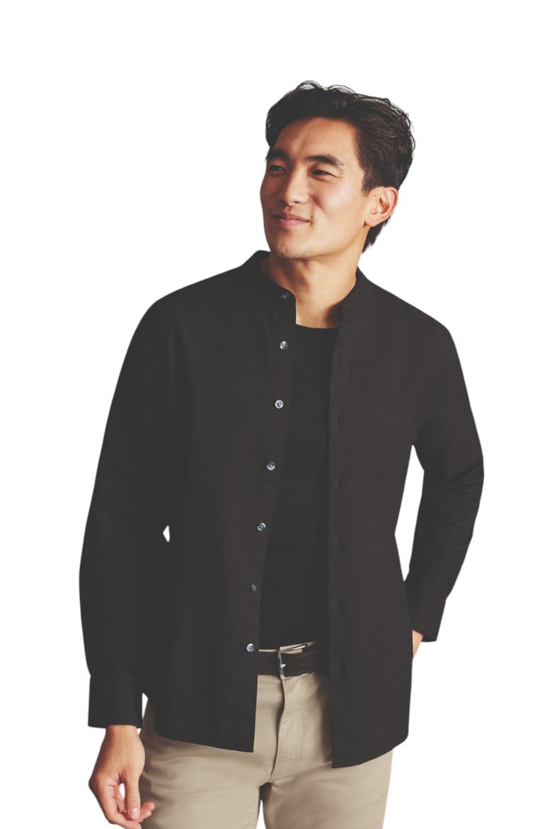 Collarless Stretch Washed Oxford, Main, color, Black