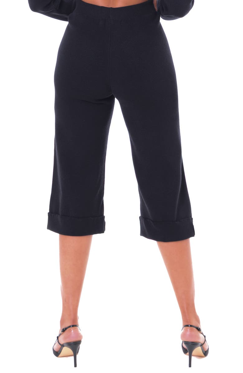 Dai Moda Wide Cuff Crop Sweater Pants, Alternate, color, Black