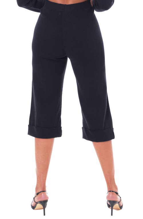 Dai Moda Wide Cuff Crop Sweater Pants In Black