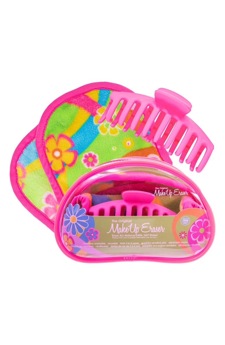 The Original MakeUp Eraser Flower Bomb Cloth & Hair Clip Set (Limited Edition) $25 Value, Main, color, 