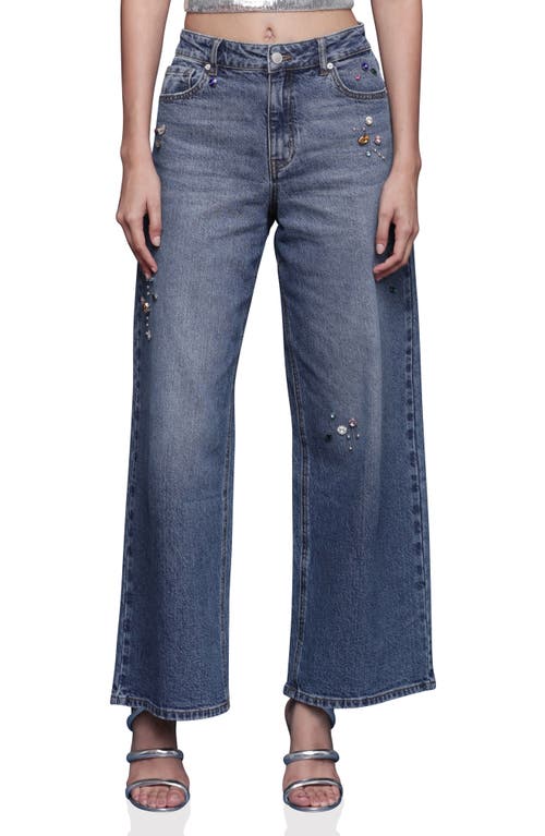 Avec Les Filles Bejweled High Waist Wide Leg Jeans in Highside - Multicolor Gem  product
