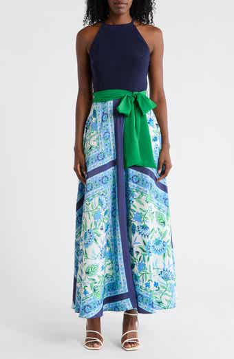 Eliza J Halter Neck Twofer Maxi Dress