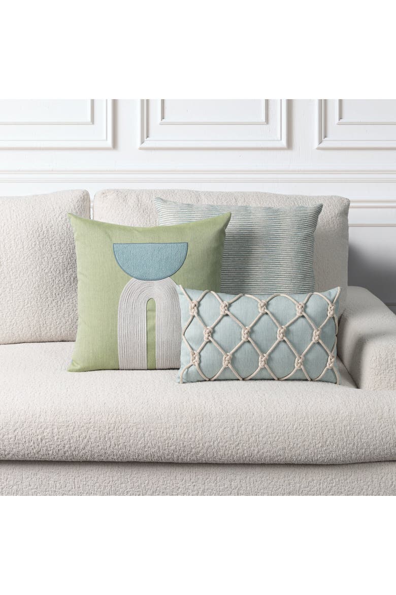 Latticework Hand-Knotted Indoor & Outdoor Woven Accent Pillow & Insert, Alternate, color, Opal