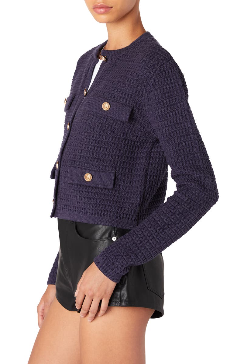 BLANKNYC Crop Sweater Jacket, Alternate, color, Blue