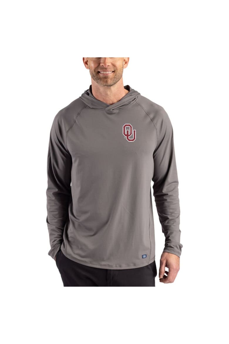 Men's Cutter & Buck Gray Oklahoma Sooners Prospect Recycled Featherlight Stretch Hoodie, Main, color, Gray