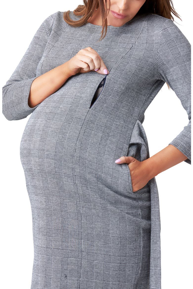 Frances Long Sleeve Maternity/Nursing Dress, Alternate, color, PLAID