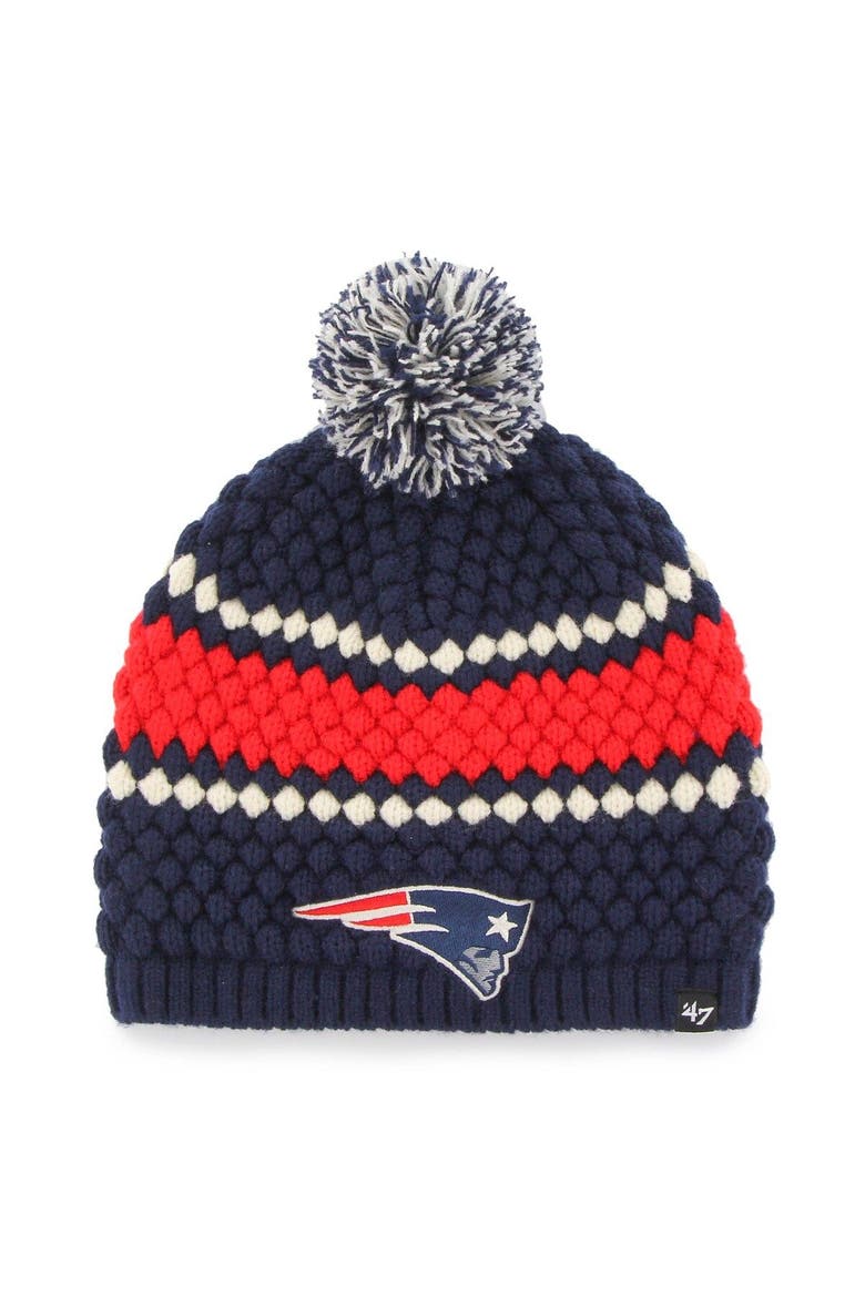 Women's '47 Navy New England Patriots Leslie Beanie with Pom, Main, color, Navy