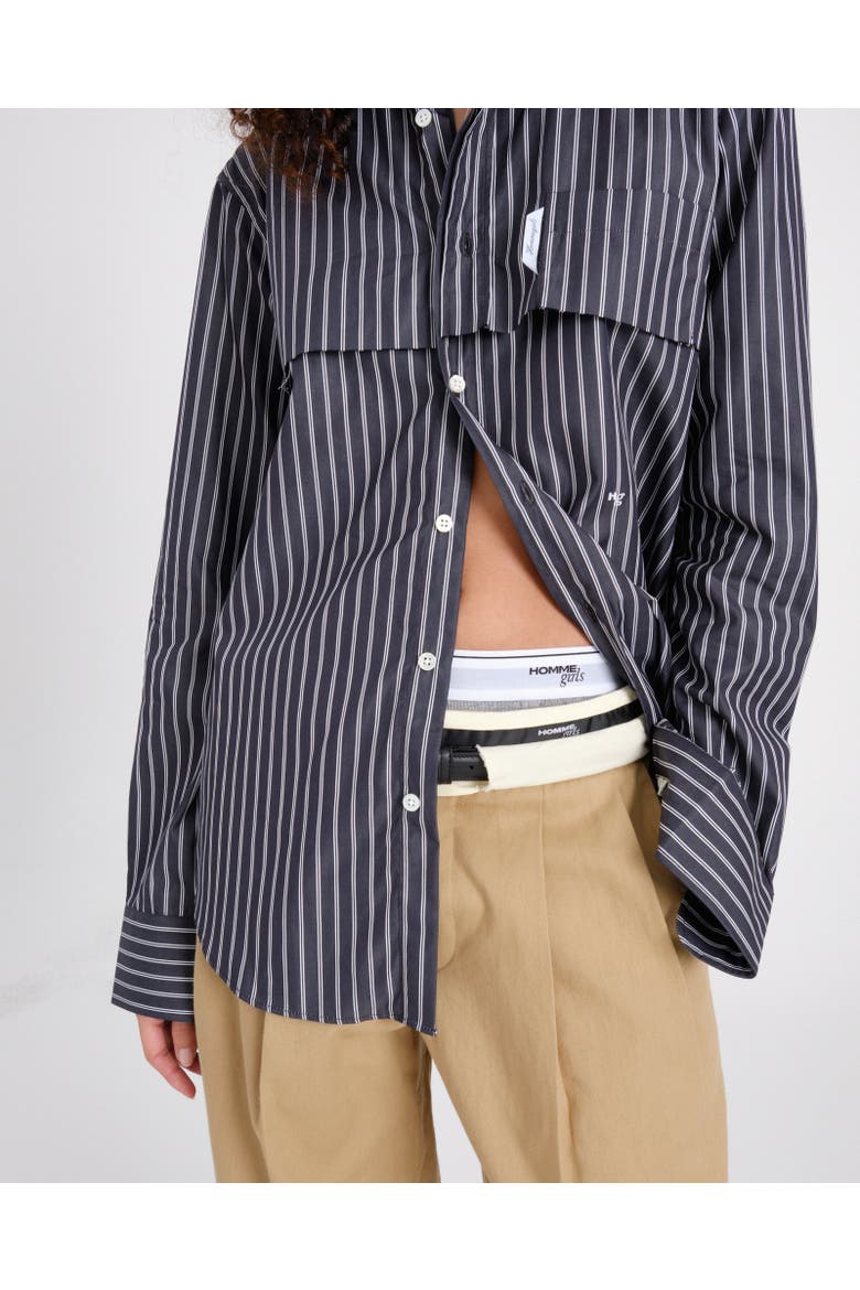 Long Sleeve Layered Shirt, Alternate, color, BLACK STRIPE
