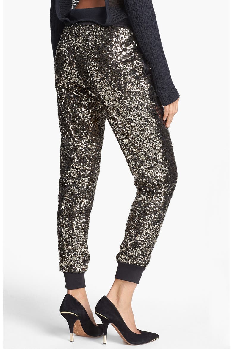 Crop Sequin Track Pants, Alternate, color, GOLD