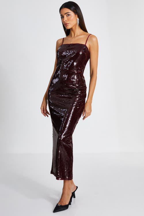 Quiz Sequin Strappy Sleeveless Maxi Dress In Berry