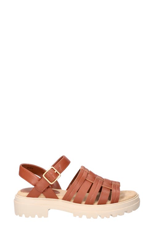 Bella Vita Loni Lug Sole Fisherman Sandal In Dark Tan Leather