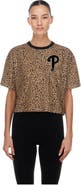New Era Women's New Era Brown Philadelphia Phillies Leopard Boxy Cropped T-Shirt