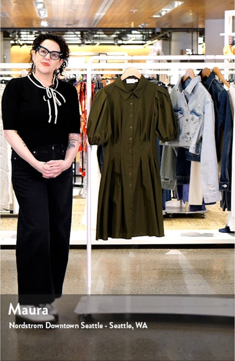 Puff Sleeve Cotton Shirtdress, sales video thumbnail