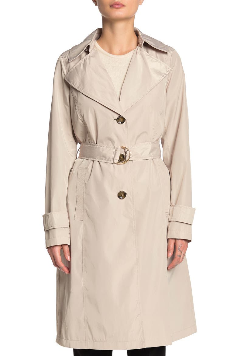 Packable Belted Water Resistant Trench Raincoat, Alternate, color, STONE