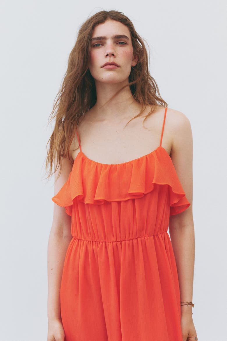 Flounced Strappy Dress, Alternate, color, Red