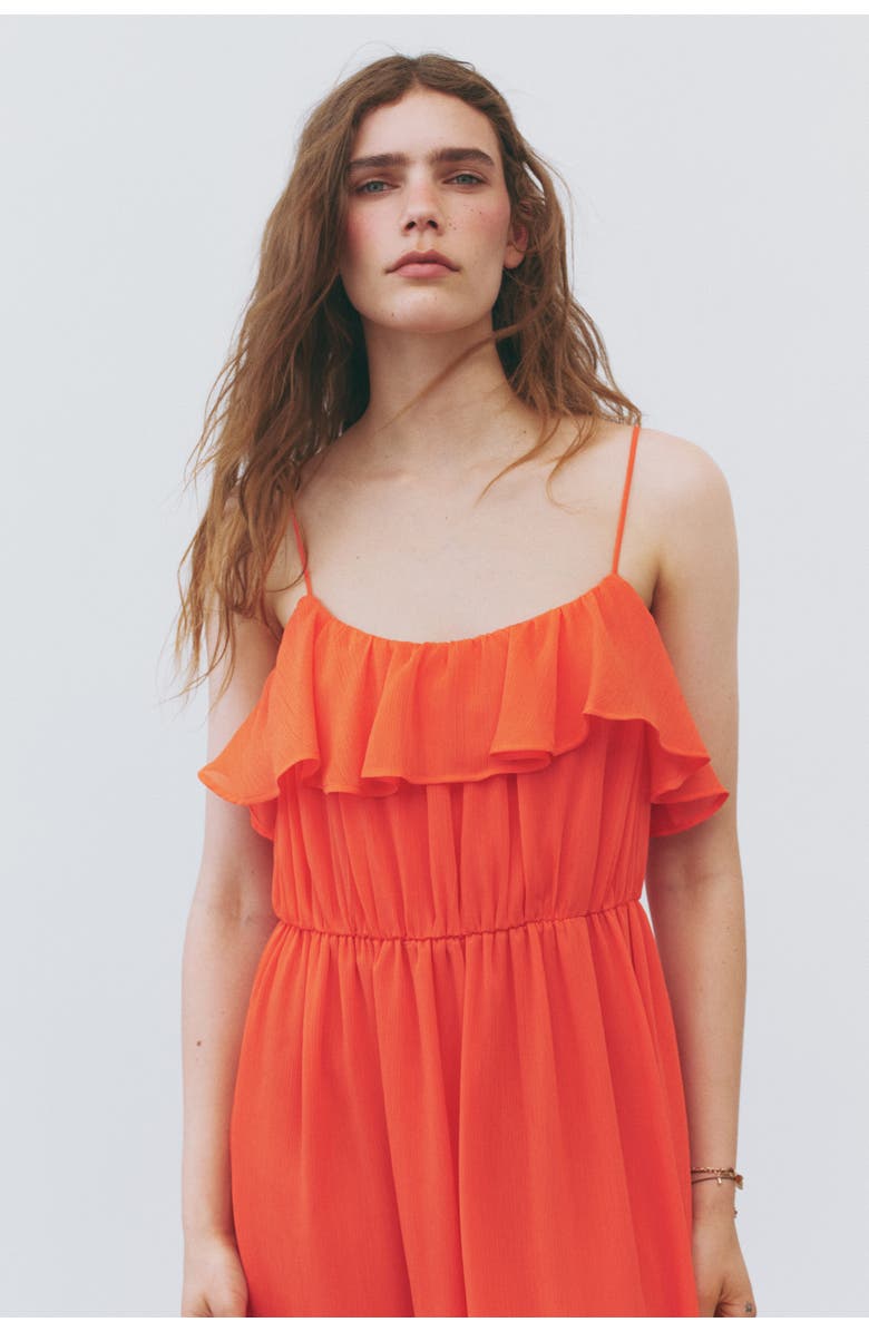 H&M Flounced Strappy Dress, Alternate, color, Red