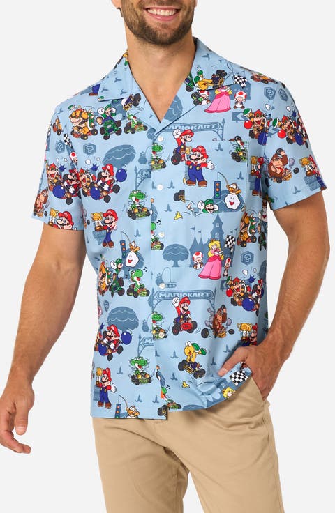 Mario Kart Short Sleeve Button-Up Shirt